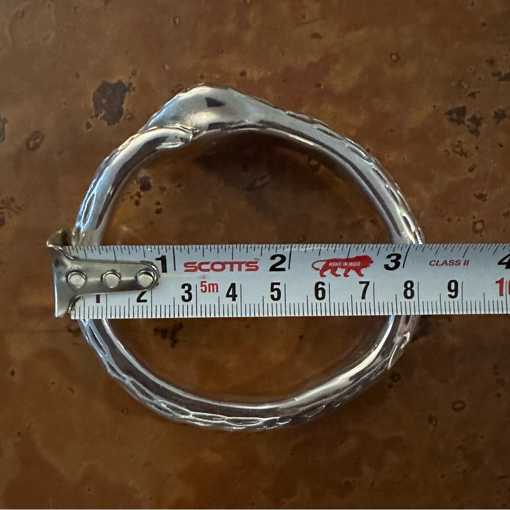 925 Sterling Silver Wrap Around Snake Bangle Bracelet - Picture 2 of 8
